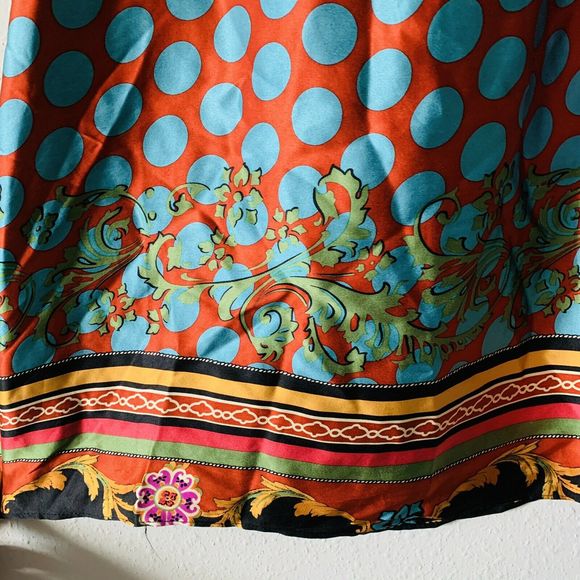 Hale Bob Scarf Top Teal Blue Copper Polka Dot - Picture 8 of 9